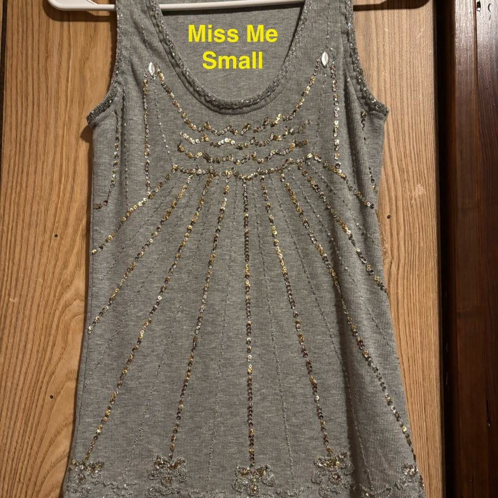 Miss Me Sparkling Gray Tank